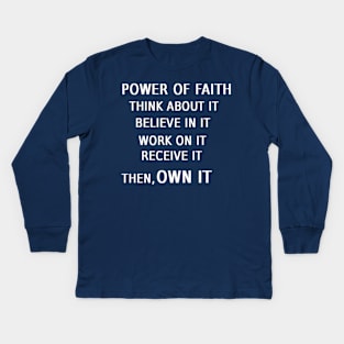 Power of Faith Illustration on Green Background Kids Long Sleeve T-Shirt